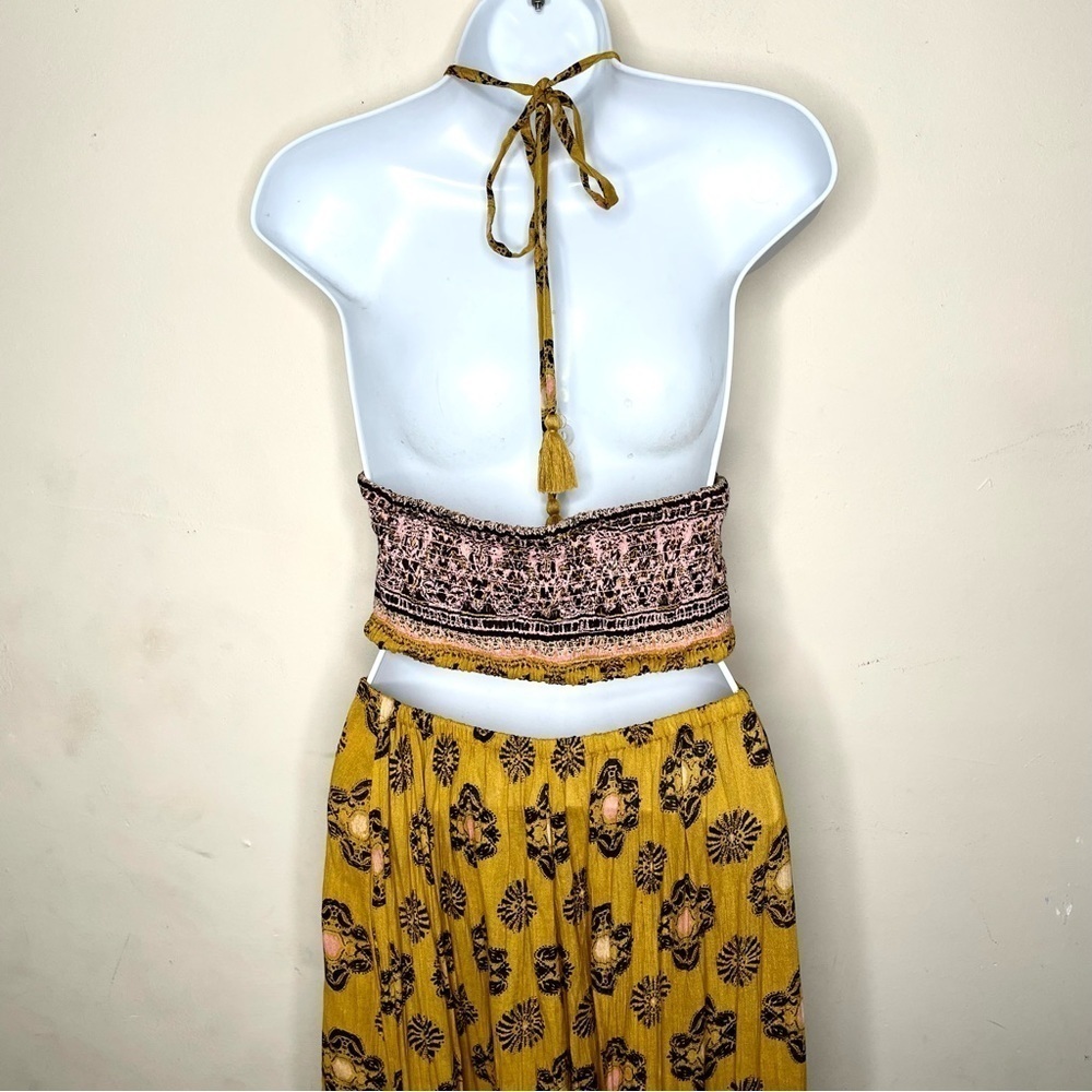 Free People Mariabelle Yellow Mustard Jumpsuit Boho Moroccan XS - Picture 9 of 15